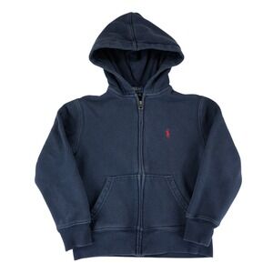 Polo Ralph Lauren Full Zip Hoodie Sweatshirt Boys Youth Small‎ 8 Blue Pony Logo